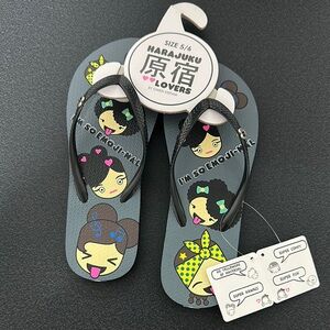 Harajuku Lovers Sandals Black Comfortable Flip Flops